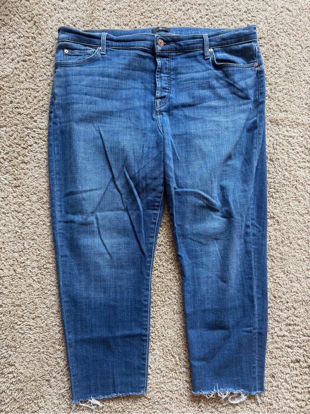7 For All Mankind Medium Blue Denim Jeans with Copper Button